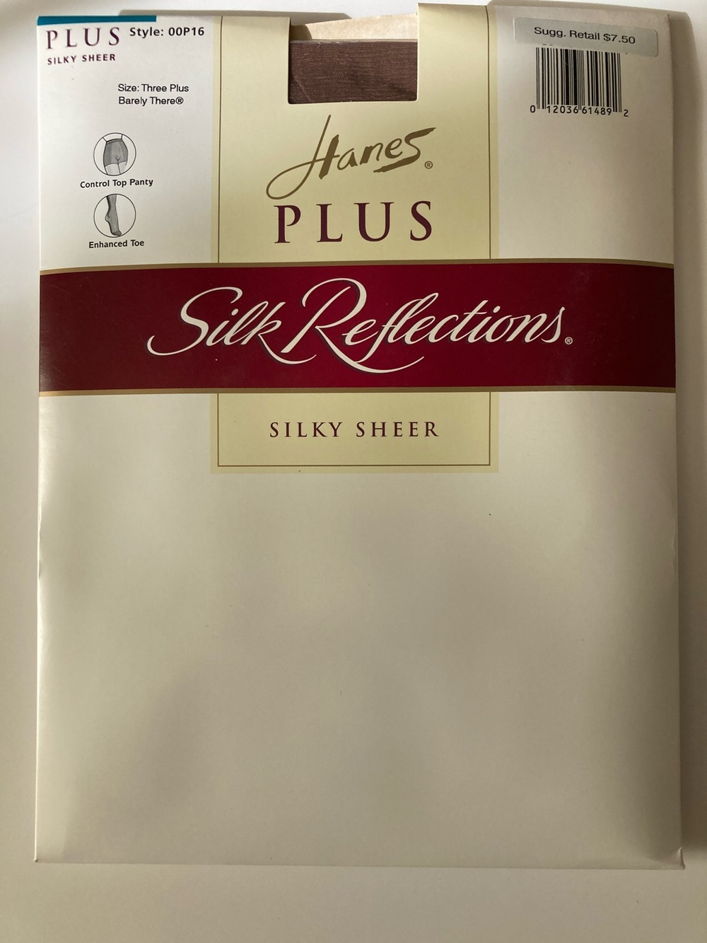 Hanes Plus Silk Reflections Silky Sheer Control Top Pantyhose.
Size 3 Plus.